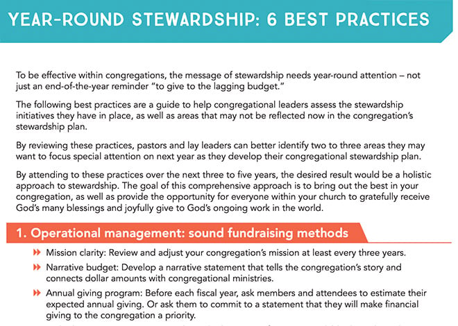 Year-round stewardship illustration for church budgeting